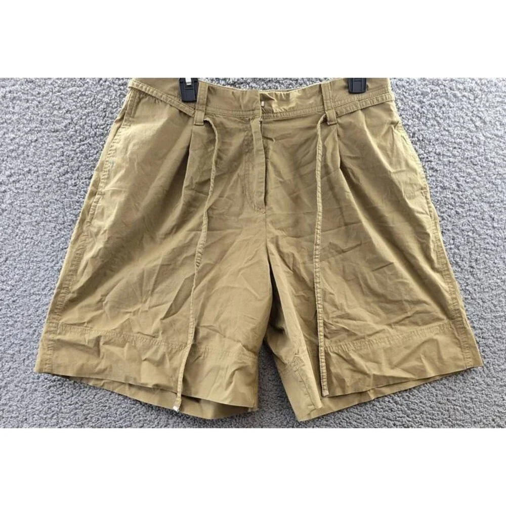 BOSS Orange High-Rise Baggy-Fit Shorts Women's 10 Beige Pleated Zip Hook & Bar